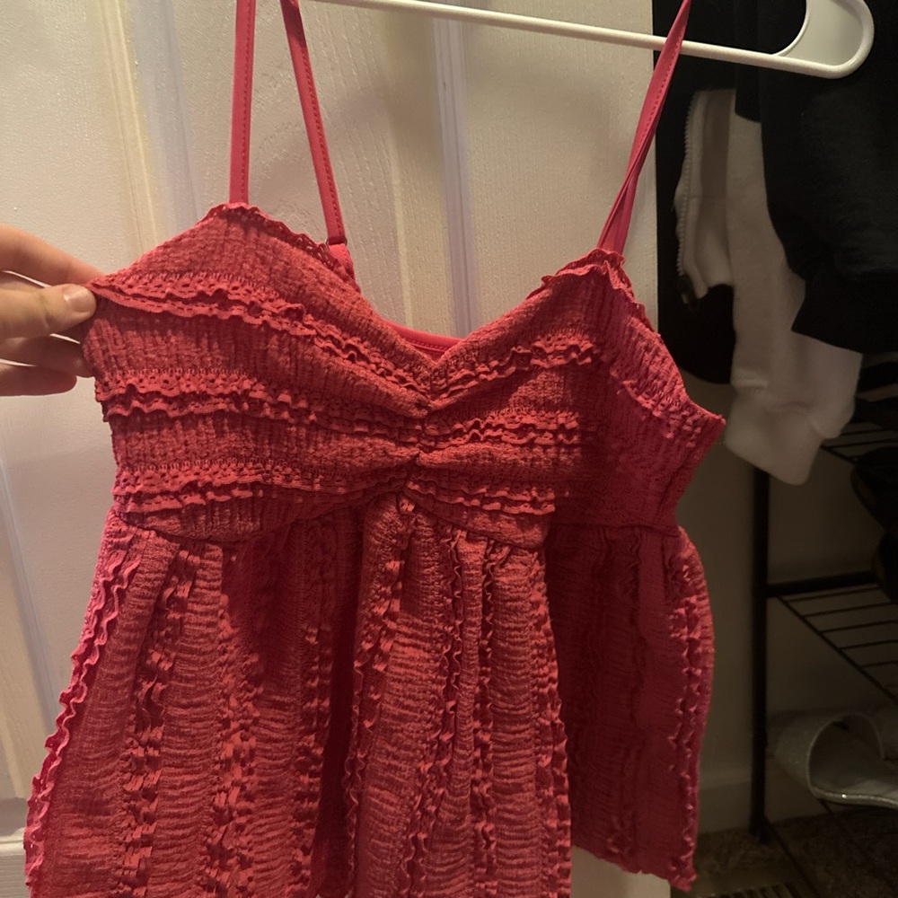 SHEIN Pink Smocked Ruffled Camisole